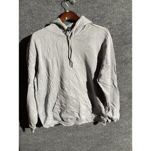 Hoodie Sweatshirt Mens Medium Gray Pullover Fleece Kangaroo Pocket Basic Solid